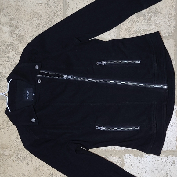Liverpool Jeans Moto Asymmetric Zip Black Jacket Size Small - Picture 2 of 14
